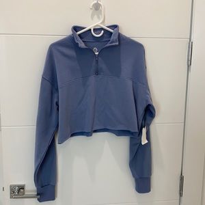 Pacsun blue quarter-zip crop sweatshirt